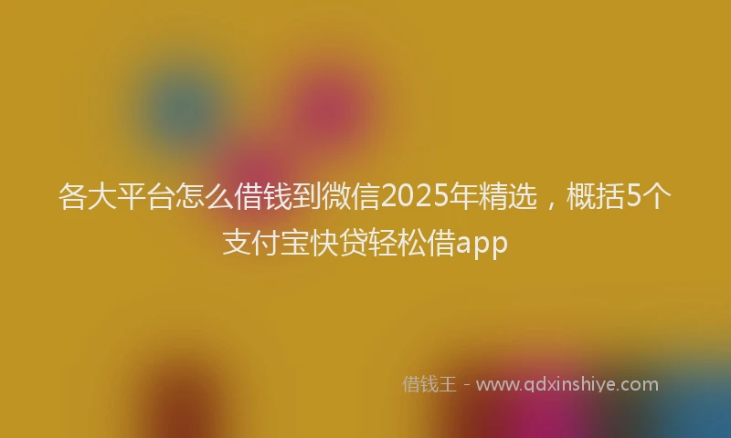 各大平台怎么借钱到微信2025年精选，概括5个支付宝快贷轻松借app