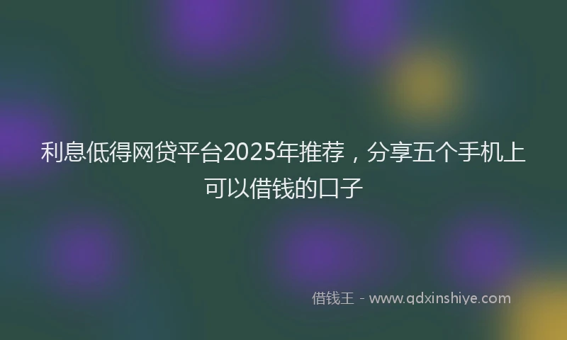 利息低得网贷平台2025年推荐，分享五个手机上可以借钱的口子
