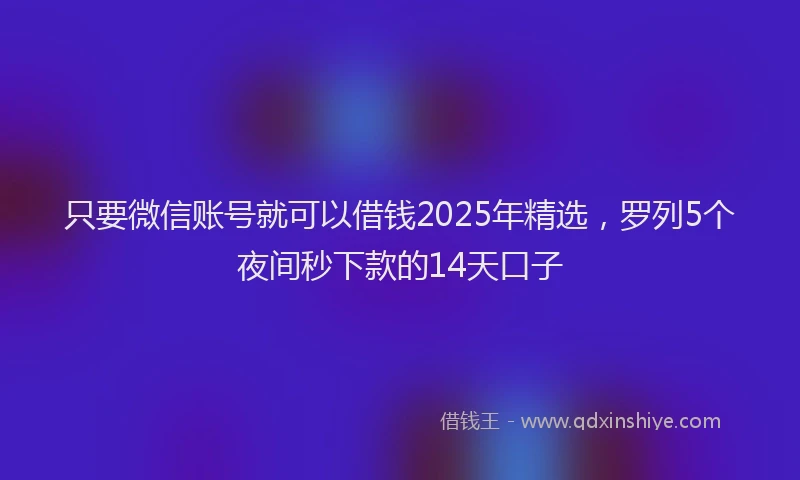 只要微信账号就可以借钱2025年精选，罗列5个夜间秒下款的14天口子
