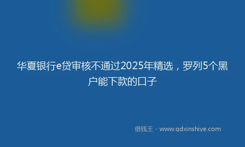 华夏银行e贷审核不通过2025年精选，罗列5个黑户能下款的口子