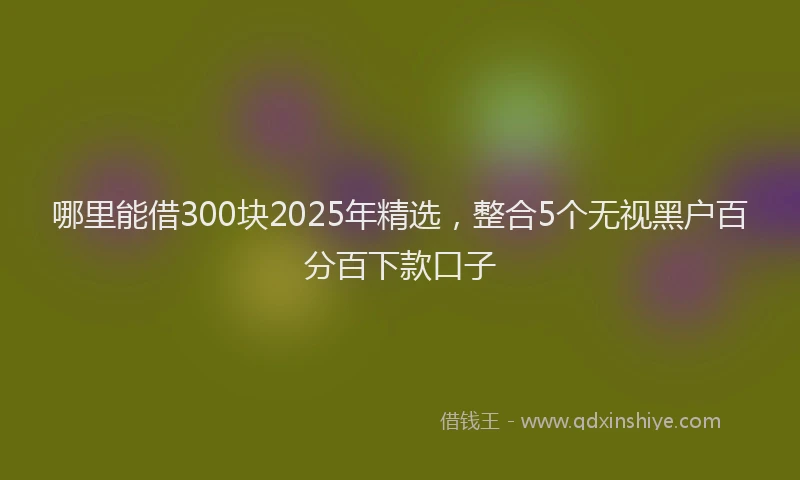 哪里能借300块2025年精选，整合5个无视黑户百分百下款口子