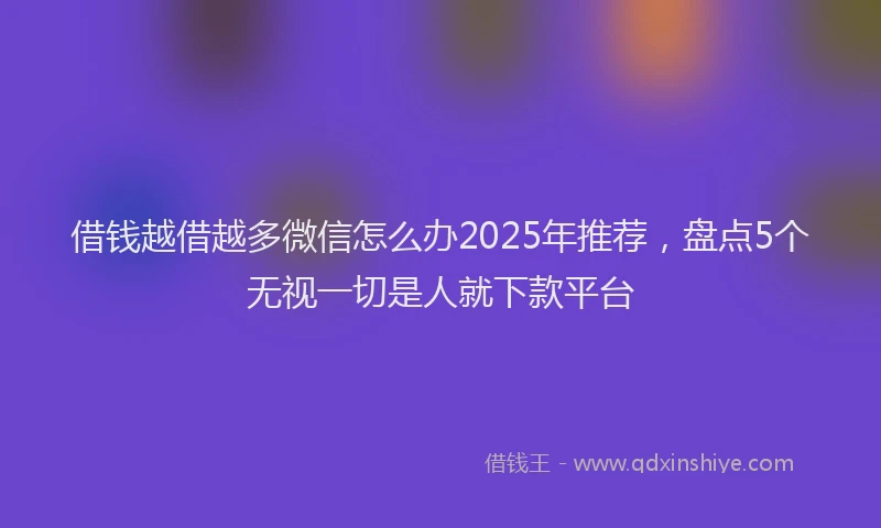借钱越借越多微信怎么办2025年推荐，盘点5个无视一切是人就下款平台