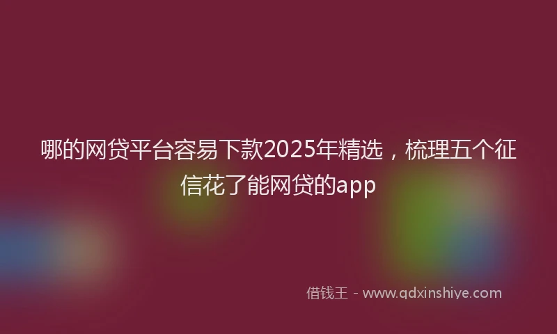 哪的网贷平台容易下款2025年精选，梳理五个征信花了能网贷的app