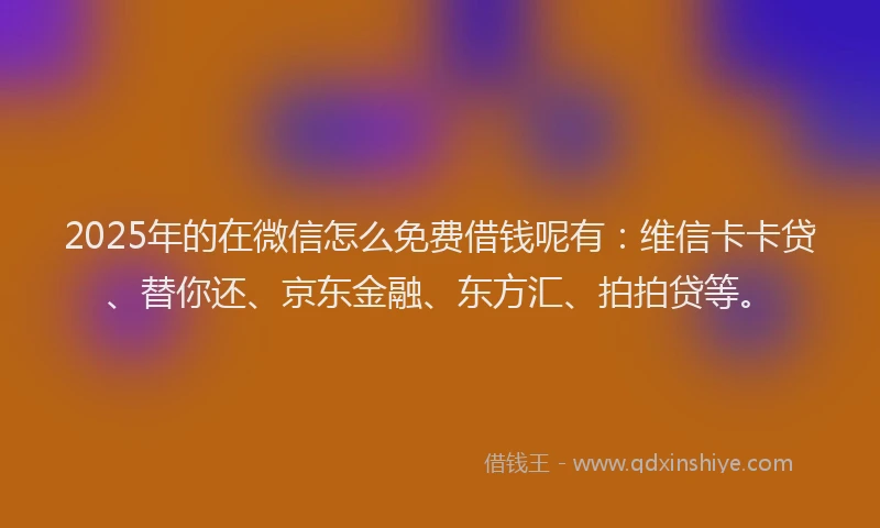 2025年的在微信怎么免费借钱呢有：维信卡卡贷、替你还、京东金融、东方汇、拍拍贷等。