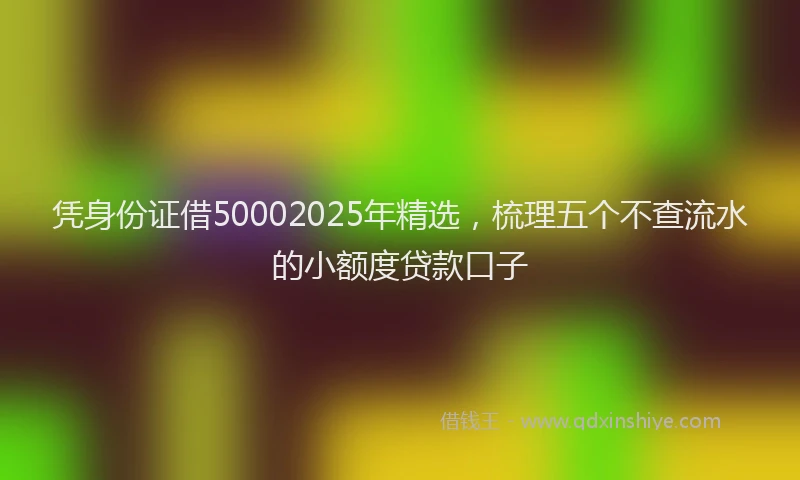 凭身份证借50002025年精选，梳理五个不查流水的小额度贷款口子