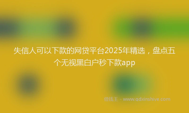 失信人可以下款的网贷平台2025年精选，盘点五个无视黑白户秒下款app