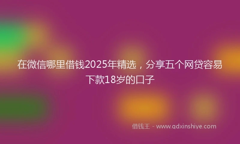在微信哪里借钱2025年精选，分享五个网贷容易下款18岁的口子
