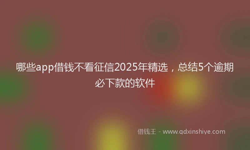 哪些app借钱不看征信2025年精选，总结5个逾期必下款的软件
