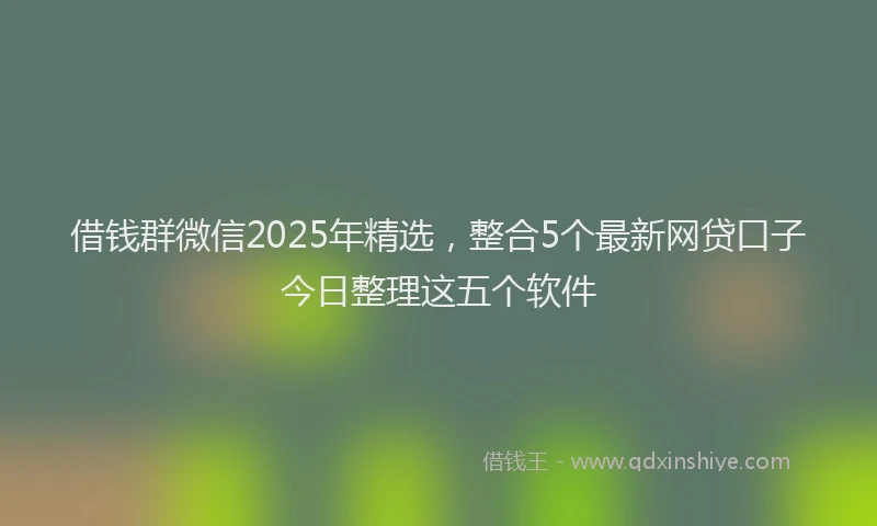 借钱群微信2025年精选，整合5个最新网贷口子今日整理这五个软件