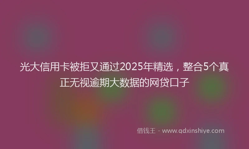 光大信用卡被拒又通过2025年精选，整合5个真正无视逾期大数据的网贷口子
