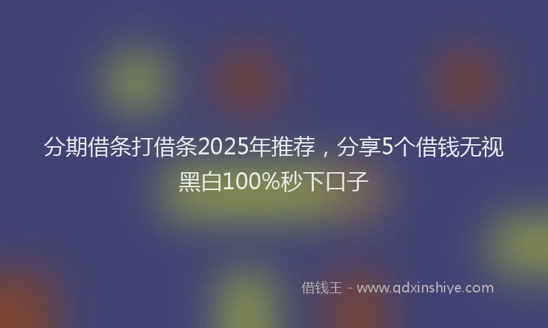 分期借条打借条2025年推荐，分享5个借钱无视黑白100%秒下口子