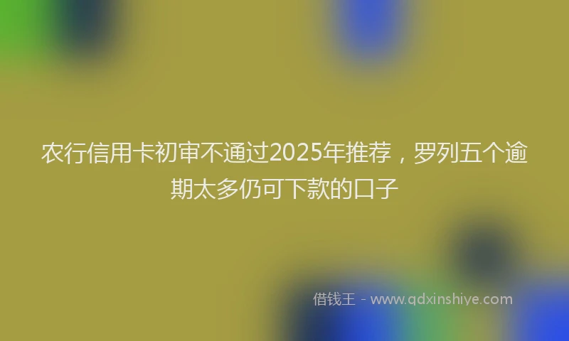 农行信用卡初审不通过2025年推荐，罗列五个逾期太多仍可下款的口子