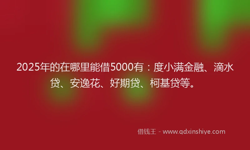 2025年的在哪里能借5000有：度小满金融、滴水贷、安逸花、好期贷、柯基贷等。