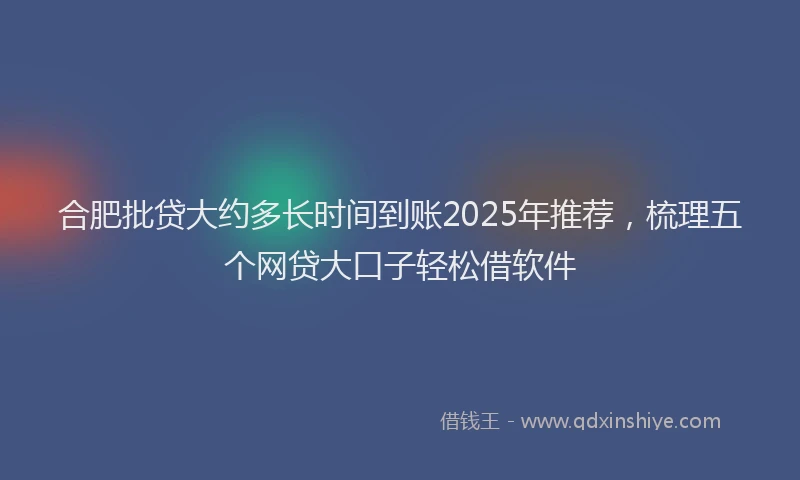 合肥批贷大约多长时间到账2025年推荐，梳理五个网贷大口子轻松借软件