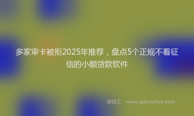 多家审卡被拒2025年推荐，盘点5个正规不看征信的小额贷款软件