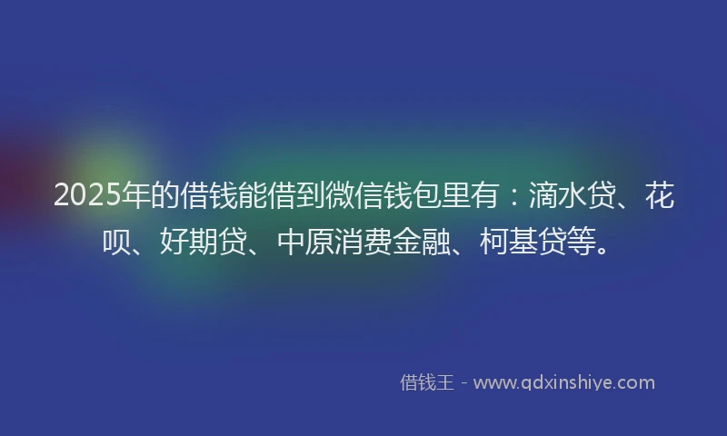 2025年的借钱能借到微信钱包里有：滴水贷、花呗、好期贷、中原消费金融、柯基贷等。