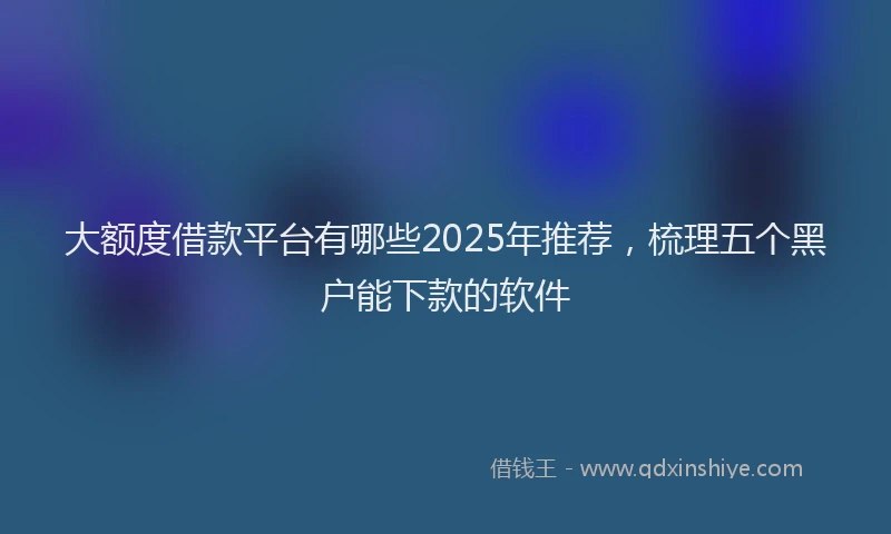 大额度借款平台有哪些2025年推荐，梳理五个黑户能下款的软件