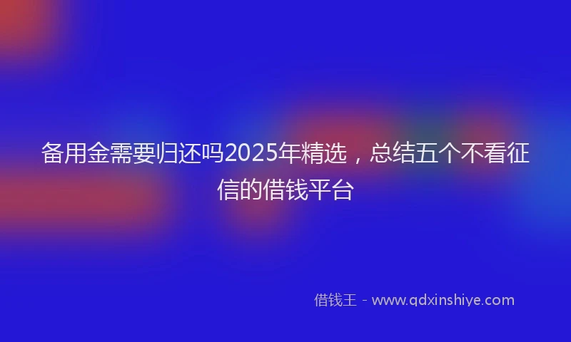 备用金需要归还吗2025年精选，总结五个不看征信的借钱平台
