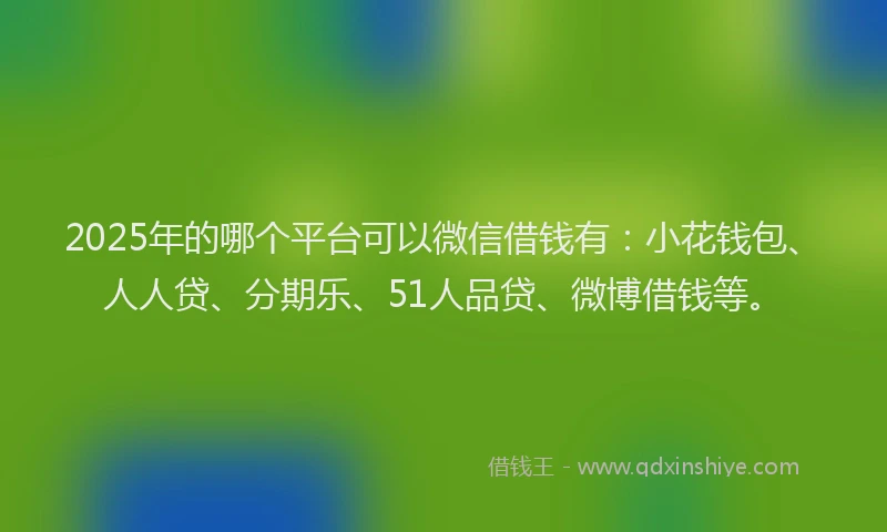 2025年的哪个平台可以微信借钱有：小花钱包、人人贷、分期乐、51人品贷、微博借钱等。