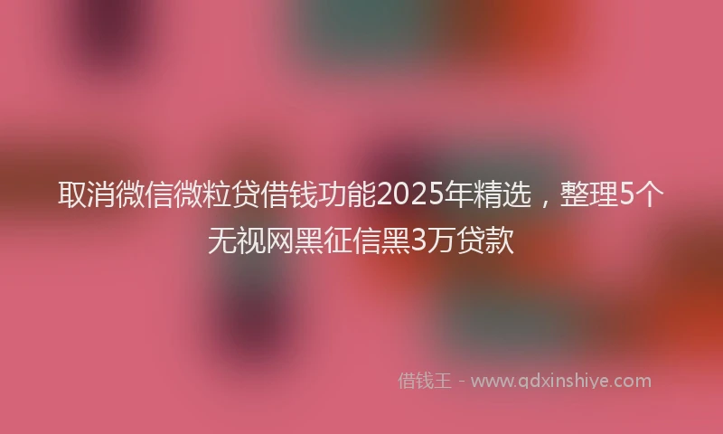 取消微信微粒贷借钱功能2025年精选，整理5个无视网黑征信黑3万贷款