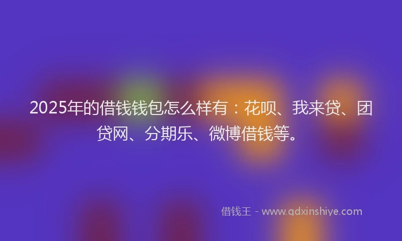 2025年的借钱钱包怎么样有：花呗、我来贷、团贷网、分期乐、微博借钱等。