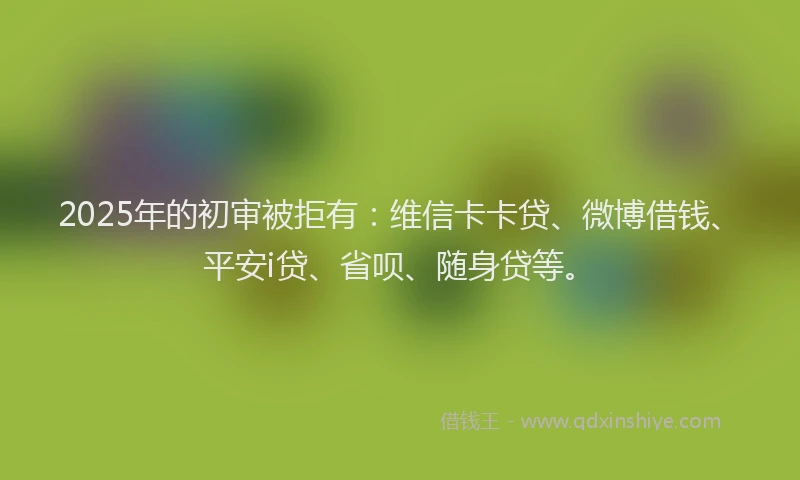 2025年的初审被拒有：维信卡卡贷、微博借钱、平安i贷、省呗、随身贷等。
