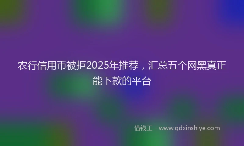 农行信用币被拒2025年推荐，汇总五个网黑真正能下款的平台
