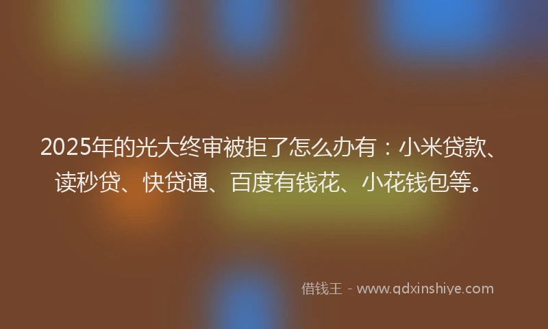 2025年的光大终审被拒了怎么办有：小米贷款、读秒贷、快贷通、百度有钱花、小花钱包等。