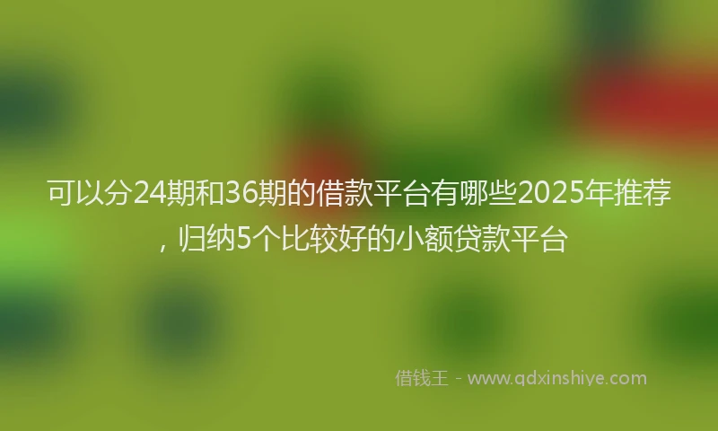 可以分24期和36期的借款平台有哪些2025年推荐，归纳5个比较好的小额贷款平台