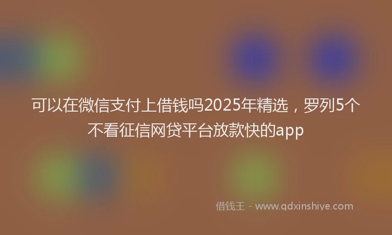 可以在微信支付上借钱吗2025年精选，罗列5个不看征信网贷平台放款快的app