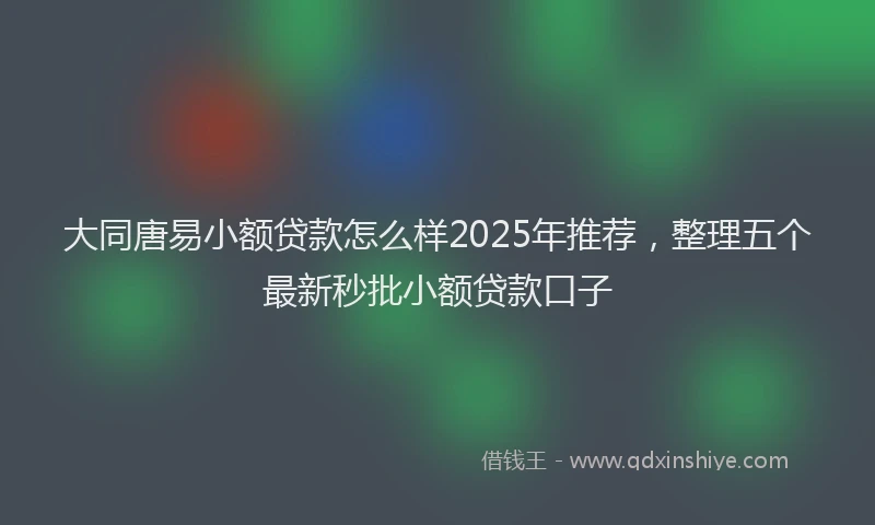 大同唐易小额贷款怎么样2025年推荐，整理五个最新秒批小额贷款口子