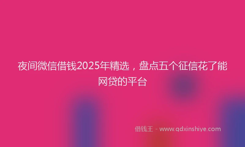 夜间微信借钱2025年精选，盘点五个征信花了能网贷的平台