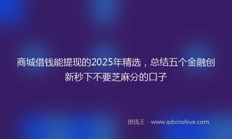 商城借钱能提现的2025年精选，总结五个金融创新秒下不要芝麻分的口子