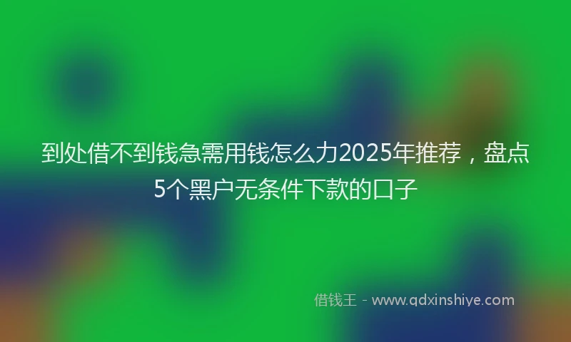 到处借不到钱急需用钱怎么力2025年推荐，盘点5个黑户无条件下款的口子