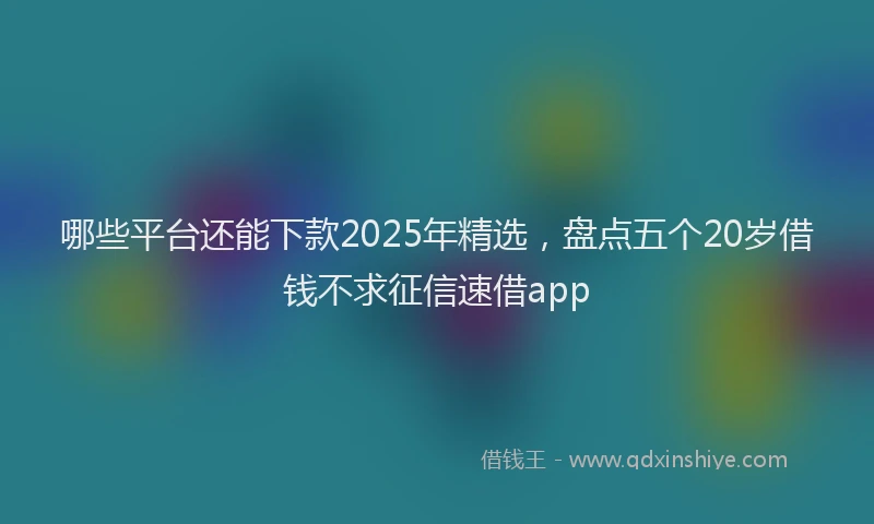 哪些平台还能下款2025年精选，盘点五个20岁借钱不求征信速借app