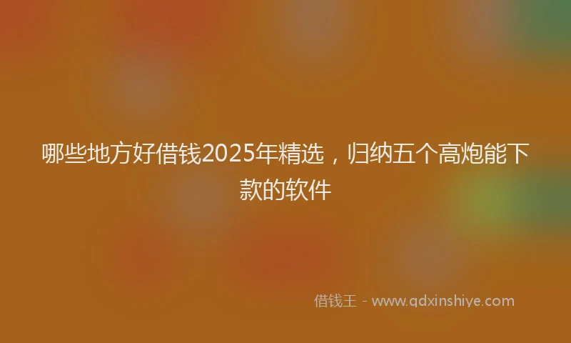 哪些地方好借钱2025年精选，归纳五个高炮能下款的软件