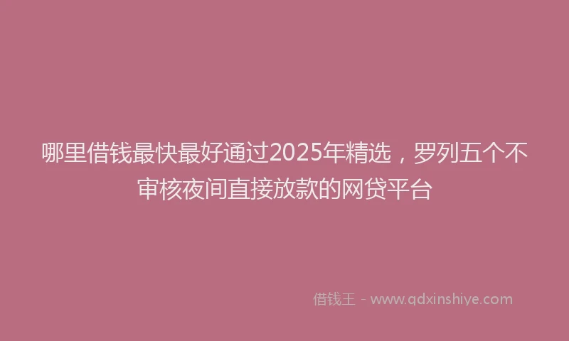 哪里借钱最快最好通过2025年精选，罗列五个不审核夜间直接放款的网贷平台