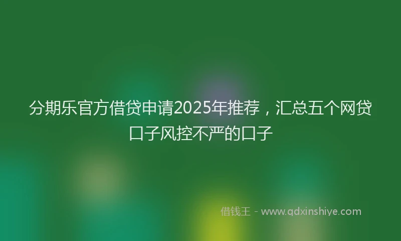 分期乐官方借贷申请2025年推荐，汇总五个网贷口子风控不严的口子