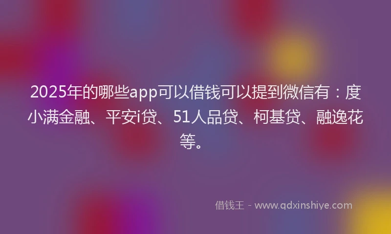 2025年的哪些app可以借钱可以提到微信有：度小满金融、平安i贷、51人品贷、柯基贷、融逸花等。