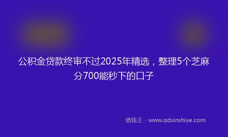 公积金贷款终审不过2025年精选，整理5个芝麻分700能秒下的口子