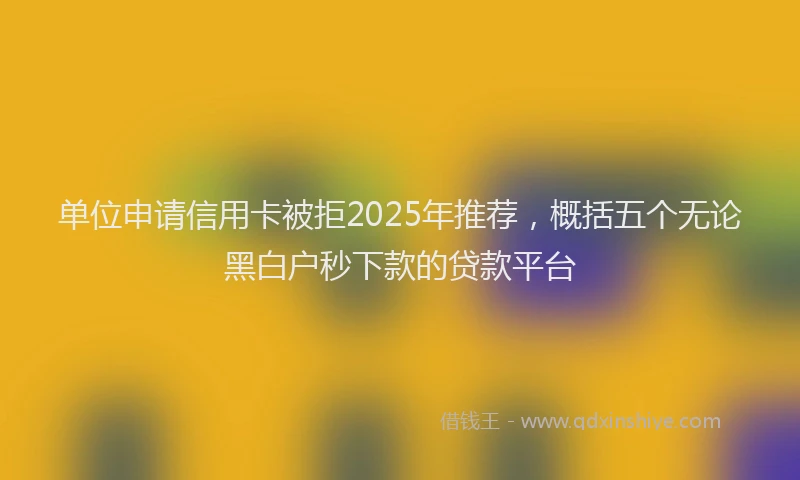 单位申请信用卡被拒2025年推荐，概括五个无论黑白户秒下款的贷款平台