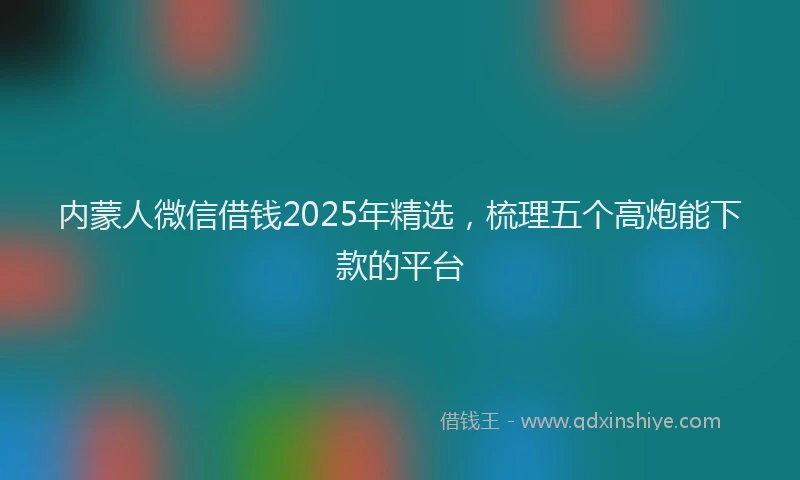 内蒙人微信借钱2025年精选，梳理五个高炮能下款的平台
