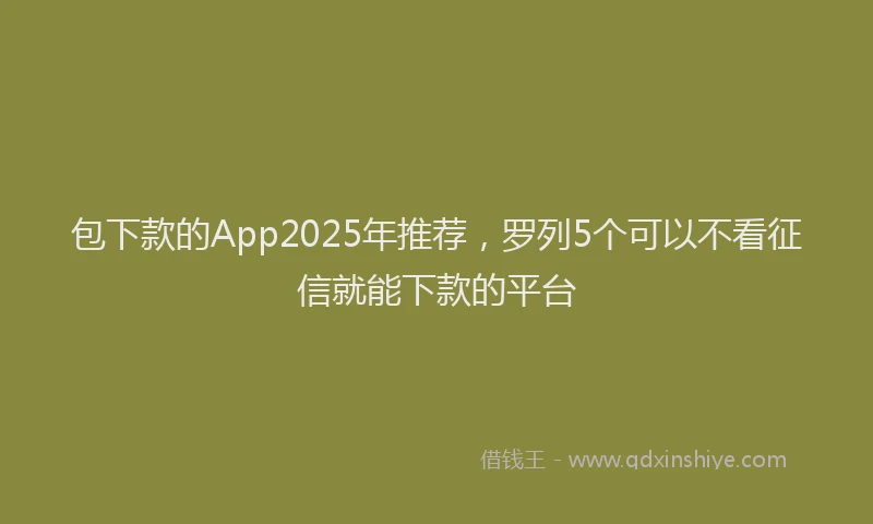包下款的App2025年推荐，罗列5个可以不看征信就能下款的平台