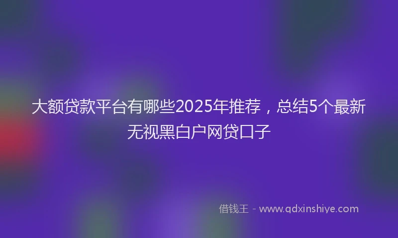 大额贷款平台有哪些2025年推荐，总结5个最新无视黑白户网贷口子