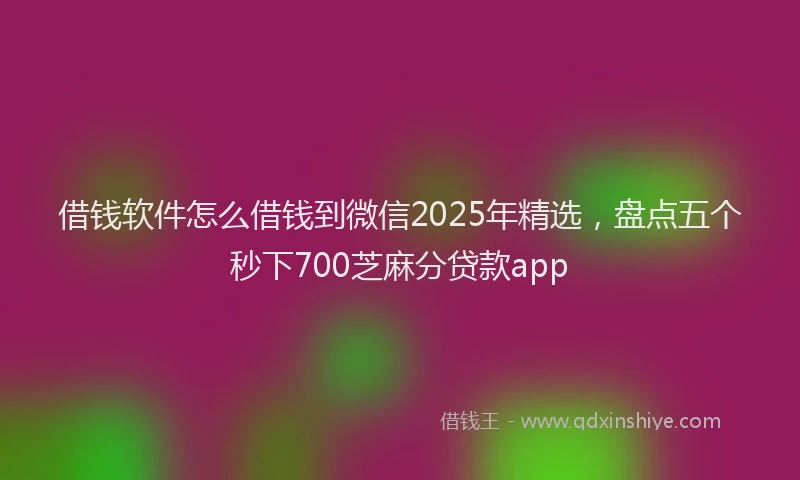 借钱软件怎么借钱到微信2025年精选，盘点五个秒下700芝麻分贷款app