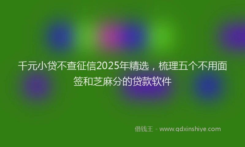 千元小贷不查征信2025年精选，梳理五个不用面签和芝麻分的贷款软件