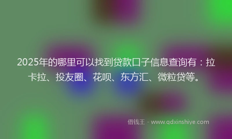 2025年的哪里可以找到贷款口子信息查询有：拉卡拉、投友圈、花呗、东方汇、微粒贷等。
