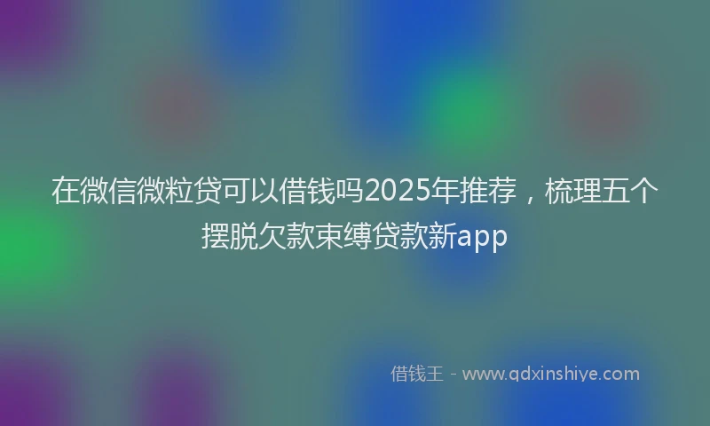 在微信微粒贷可以借钱吗2025年推荐，梳理五个摆脱欠款束缚贷款新app