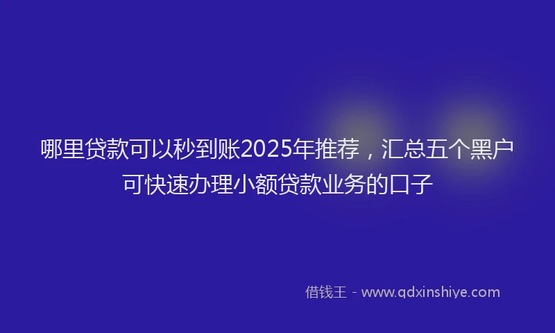 哪里贷款可以秒到账2025年推荐，汇总五个黑户可快速办理小额贷款业务的口子