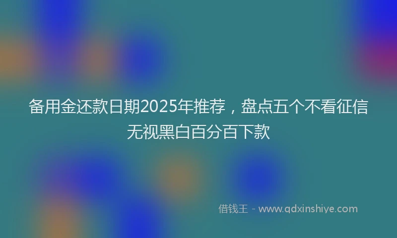 备用金还款日期2025年推荐，盘点五个不看征信无视黑白百分百下款